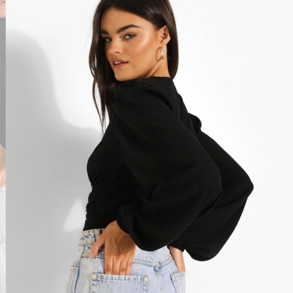 NWT- RUCHED WAIST VOLUME SLEEVE BODYSUIT. Size 4 - Picture 3 of 8